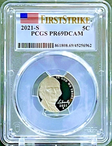 2021 S Liberty Nickel Proof Coin 5C KM# 192 PCGS Graded PR69 DCAM First Strike Cover