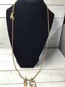 Rare Coach Clear Crystal Square Pendant Necklace 26 Inch - Picture 1 of 8