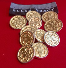 Linda Allard Ellen Tracy Vintage & Rare Gold Tone Blazer Buttons Lot of 11