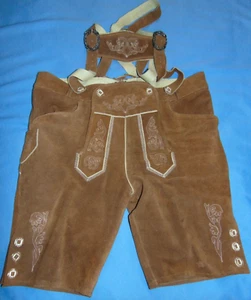 AUTHENTIC LEDERHOSEN  OKTOBERFEST GERMAN BAVARIAN  42 WAIST - Picture 1 of 5