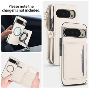 Estuche tipo billetera desmontable magnético con cremallera para Google Pixel 9 Pro XL/9A/8A con correa - Imagen 1 de 67
