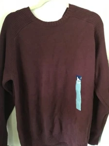 BASIC EDITIONS MEN'S Maroon Knit Sweater Crew Neck Size L - Picture 1 of 3