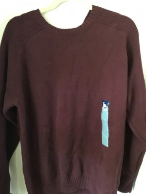 BASIC EDITIONS MEN'S Maroon Knit Sweater Crew Neck Size L - Image 1 of 3