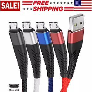 Heavy Duty Micro USB Fast Charger Data Cable Cord For Samsung LOT Android HTC LG - Picture 1 of 11