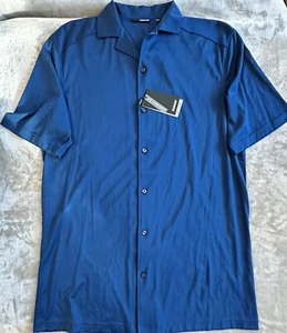 Murano Liquid Luxury Mens SS Button Up Shirt Sz Large Tall Soft Stretch Blue - Picture 1 of 10