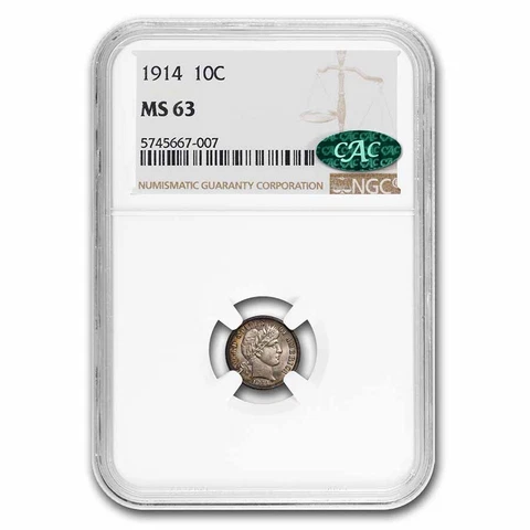 1914 Barber Dime MS-63 NGC CAC - SKU#269873 Cover