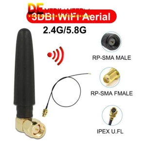 RP-SMA IPEX WiFi Antenne 1x WLAN Antenne 3dbi 5cm Für WiFi Pigtail Router PC - Bild 1 von 10
