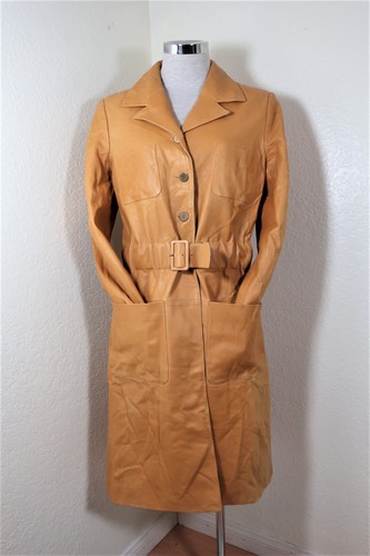 Vintage CHANEL Mustarda Pelle di Agnello Trench Giacca Taglia 38 4 5 6 Small