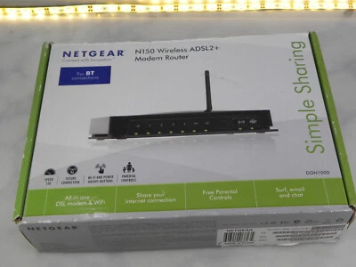 NETGEAR N150 DGN1000 Wireless-N Router with Built-in ADSL2+ Modem UK #BOX65 - Image 1 of 3