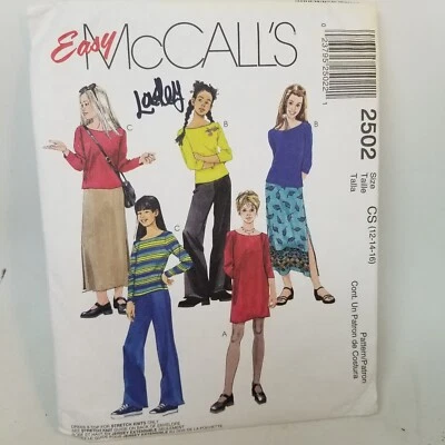 McCall's 2502 Girls dress, top, skirt, pants sewing pattern size CS 12-16   - Image 1 of 4