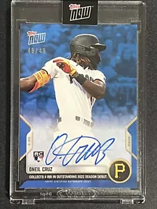 2022 MLB TOPPS NOW On Card Auto /49 Oneil Cruz Blue Rookie Pittsburgh Pirates RC - Picture 1 of 2