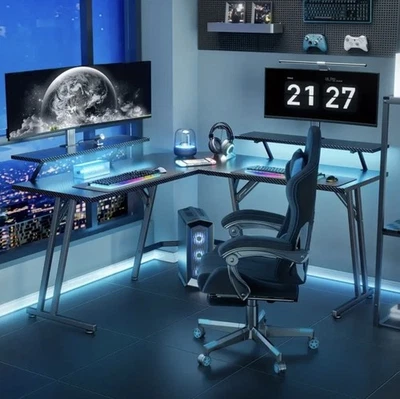 GAMING TISCH 120cm X 120cm MIT LED SCHREIBTISCH STREAMEN , ARBEIT👩🏽‍💻 - Bild 1 von 4