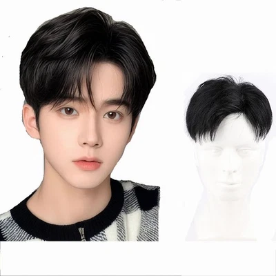 Natural  Side Bangs Topper Human Hair Clip in Wiglet Hair Pieces Toupe For Men - Image 1 of 4