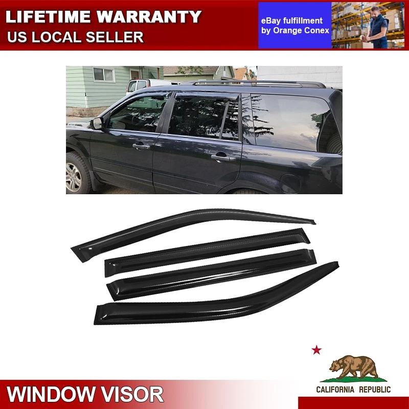 Para 2003-2008 Honda Pilot viseira de janela ventilação defletor de vento solar guarda chuva - Imagem 1 de 4
