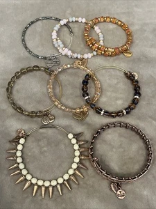 Alex & Ani Lot of 8 Bangles Beaded Colorful Bracelets Gold Tones - Picture 1 of 8
