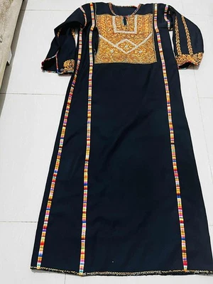 Vestido de noiva vintage palestino feito à mão pontos tecido bordado Thoub - Imagem 1 de 2