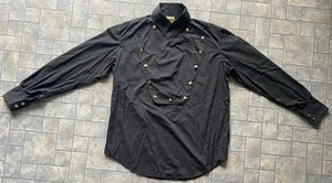 Vintage Horseflys Old West Clothing Black Button Shirt Large Mens Missing Button - Bild 1 von 17