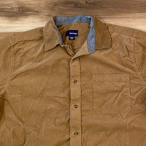 Basic Editions Mens Tan Corduroy Long Sleeve Button Up Shirt Size Large - Picture 1 of 9