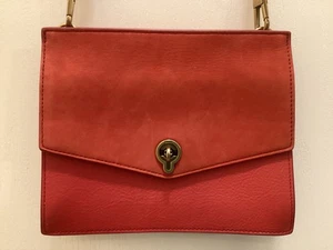 Fossil Matte&Suede Red Leather Shoulder/Crossbody Purse Twist Turn Lock Closure - Bild 1 von 6