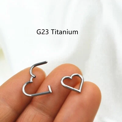 20pcs G23 Titanium Heart Nose Hoop Ring Clicker Ear Tragus Daith Body Piercing  - Image 1 of 4