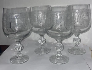 Four (4) Glass Import Assoc Crystal Bohemia Cascade Pattern Water Goblets 6 5/8" - Picture 1 of 2