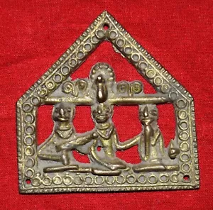 Antique Figurine Wall Decor Brass Bastar Work Tribal Shape Door Decorative Item - Picture 1 of 6