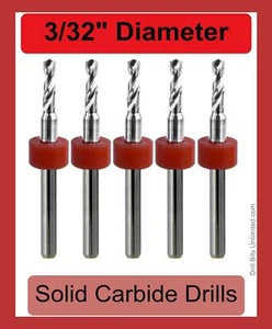 Punte per trapano 3/32" .0938" carburo massiccio gambo 1/8" 5 pezzi grado premium #42 R/S - Foto 1 di 4