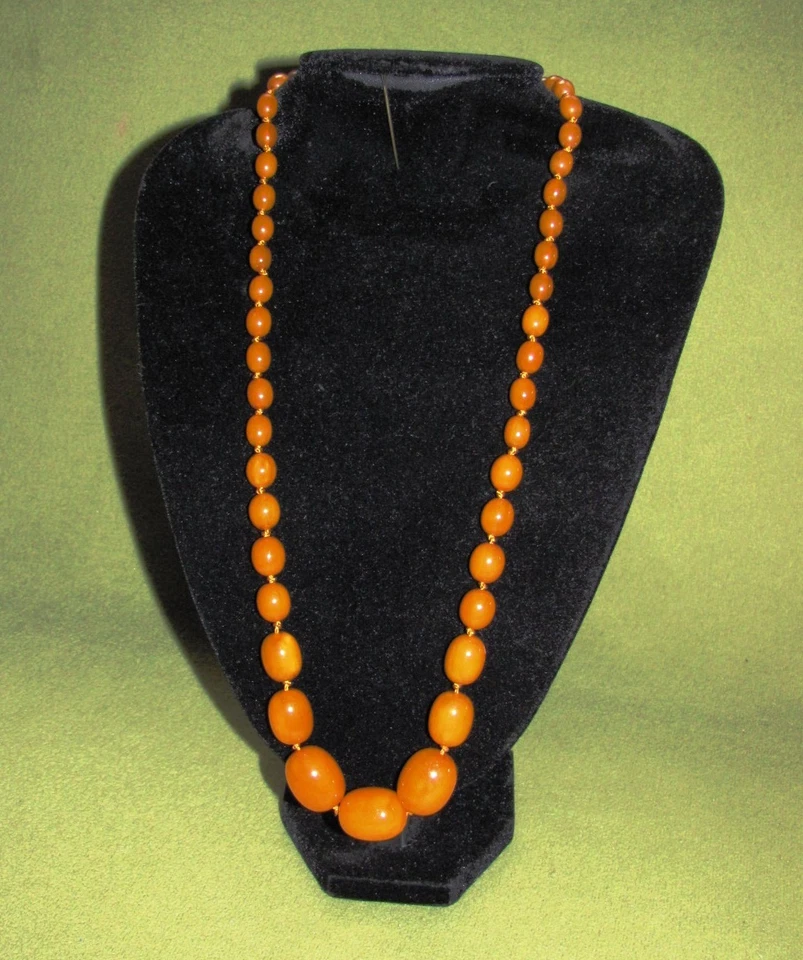 Jugendstil Bernsteinkette Oliven im Verlauf; Butterscotch 585er Goldverschluss - Bild 1 von 1