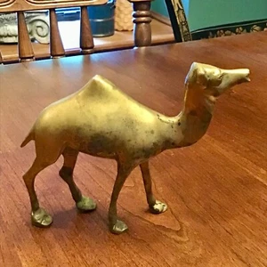 MCM Vtg. Solid Brass  Camel Figurine 4.5” Tall x 5.5” long - Picture 1 of 6
