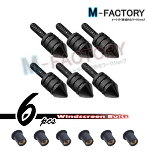Black Spike Windscreen Bolts Screws Kit 6pcs For Yamaha YZF R1 98 99 - Picture 1 of 1