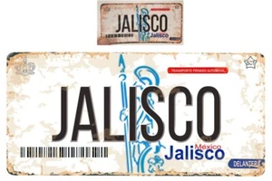Set Jalisco Mexico Aluminum License Plate Placa 6" x12" and Sticker 2"x4" - Foto 1 di 3