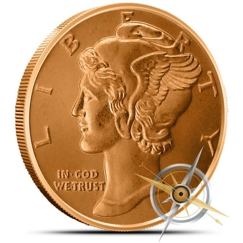 1 oz Copper Round - Mercury Dime Cover