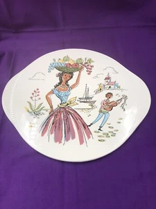 Kuchenplatte rund Grünstadt Keramik „Bella Signorina“ 60-er Jahre - Bild 1 von 8