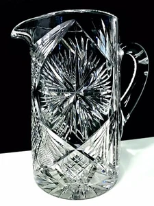 Jarra de agua American Brilliant Period Cut Starburst Diamond Fan Crosshatch - Imagen 1 de 12