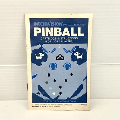 Mattel Intellivision Pinball Cartridge Instructions - Free Postage - Image 1 of 2