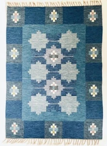 Woollen Rug SCANDINAVIAN Rug Vintage Finish Rug | Flat-weave Rug Swidish Rug - Picture 1 of 5