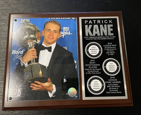 Patrick Kane #88 Picture/Plaque 2016  1st American Born Player To Win 3 Awards Cover