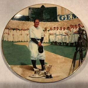 1992 Delphi Collectable Plate Legends of Baseball Lou Gehrig NY Yankees 