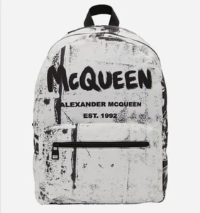 Alexander McQueen White METROPOLITAN JACKET PRINT Backpack Bag * Graffiti - Picture 1 of 18