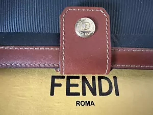 Fendi and Lead Agenda Fabric Black and Leather Roma with Box Vintage L 13 H 17 - Picture 1 of 11