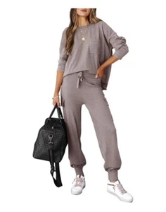 Two Piece Outfit Sweatshirt Set: Long Sleeve Knit Pullover & Pants, See Details! - Picture 1 of 7