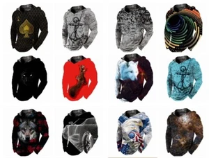 Men Hoodie Pullover Hooded T Shirt Novelty 3D Graphic Silky Soft Tee LightWeight - Picture 1 of 35