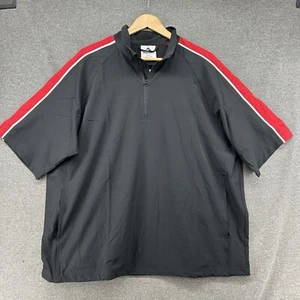 Augusta Windshirt Men's Large Quantum Short Sleeve Black Red Windbreaker NEW - Picture 1 of 12