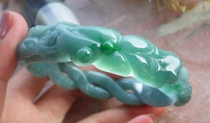Video Certified Icy Green A JADE Jadeite Lobster Bangle Bracelet 64 mm 201438 - Picture 1 of 15