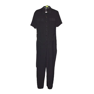 Womans Black CBR Jumpsuit UK Ladies Size Medium One-Piece Button Up Design - Image 1 of 4