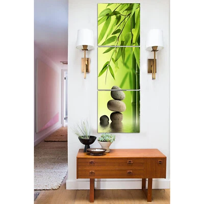 3pcs Framed Bamboo Green Nature Art Oil Canvas Print massage shop Wall Decor - Image 1 of 2