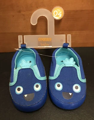 Sapatos de berço Gymboree bebê menino azul monstro equipe minúscula tamanho 4 - Imagem 1 de 4
