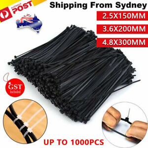 Cable Ties Zip Ties Nylon UV Stabilised 100/200/500/1000x Bulk Black Cable Tie