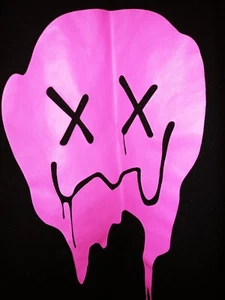 Shein Pink Drippy Face Graphic TShirt Size Small Good Condition Clean - Picture 1 of 4