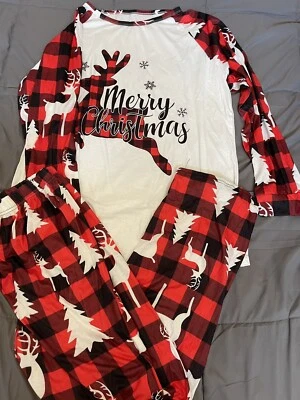 Pijama y pantalón de manga larga a cuadros rojo Feliz Navidad talla 2XL para hombre 2 piezas Foto 1 de 4